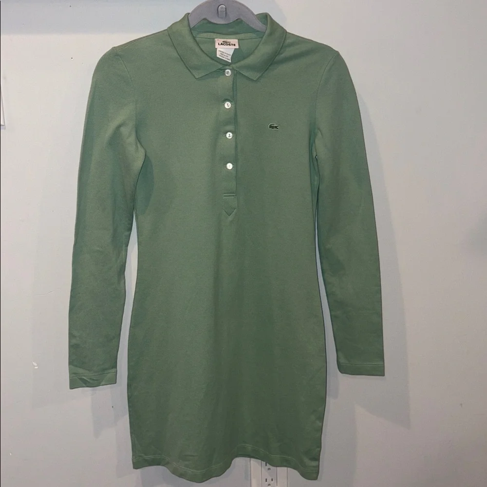 lacoste long sleeve polo dress NWOT $225 Lacoste Womens Gray Long Sleeve Slim-Fit Full Zip Polo Dress, 32, 0-2